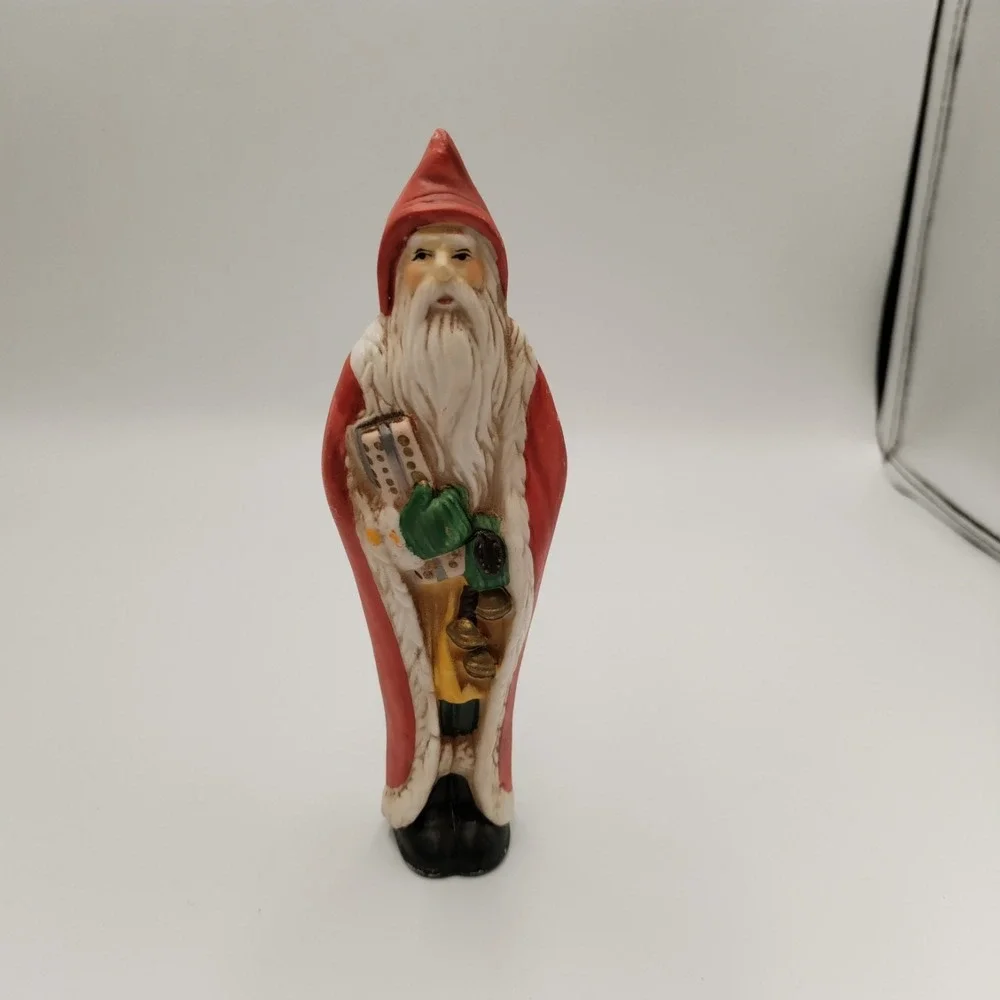 Set 6 Vtg Santa Claus Figurines Father Christmas Woodland Animals Resin 4-8 In